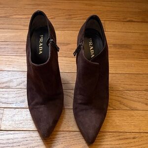 Prada Women's Dark Brown Ankle Booties